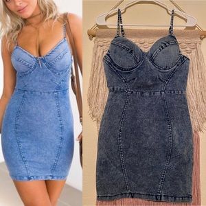 Spaghetti Straps Denim Mini Dress